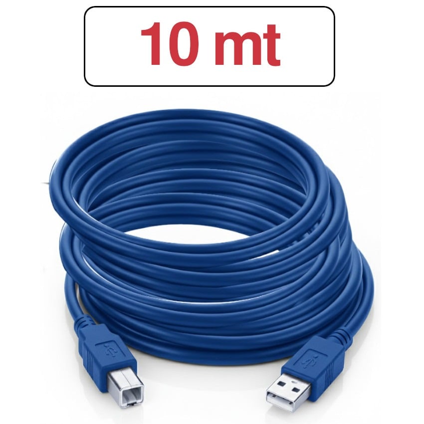 Cable USB Impresora Computadora Epson HP Canon Xerox Brother1000CM 10 MT Azul - 1