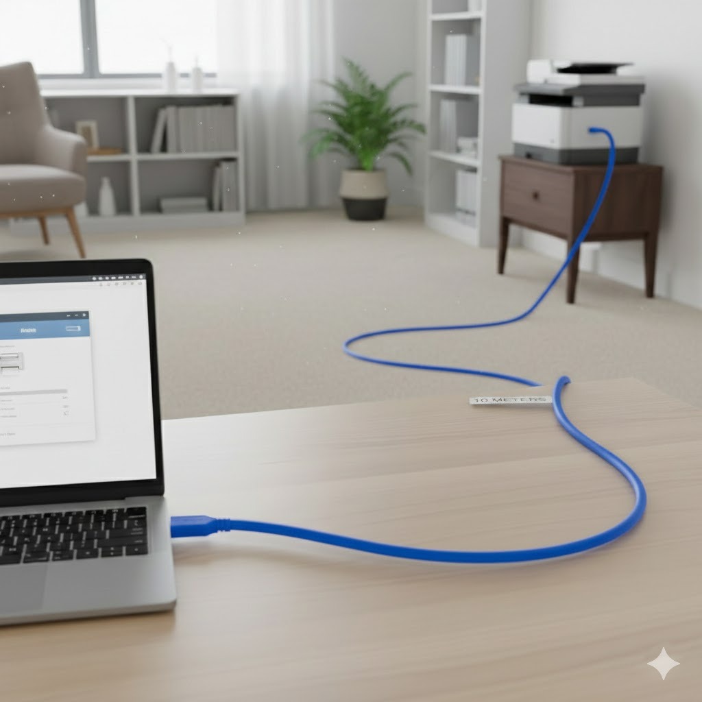 Cable USB Impresora Computadora Epson HP Canon Xerox Brother1000CM 10 MT Azul - 2