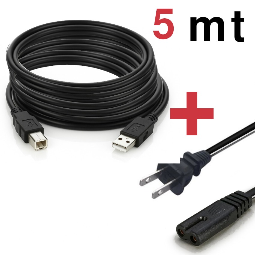 CABLE USB PARA IMPRESORA 5MTS + CABLE 8 PODER ALIMENTACIÓN IMPRESORA CABLE OCHO - 1