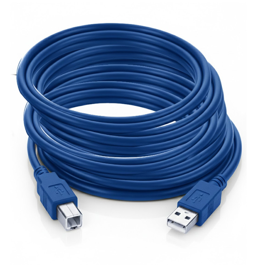 CABLE USB PARA IMPRESORA 10MTS AZUL + CABLE 8 PODER ALIMENTACIÓN IMPRESORA CABLE OCHO - 6