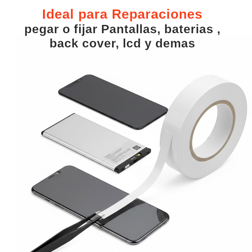 CINTA DOBLE CARA CONTACTO CELULARES LAPTOPS TABLETS REPARACIÓN 3MM X 50MTS - 4
