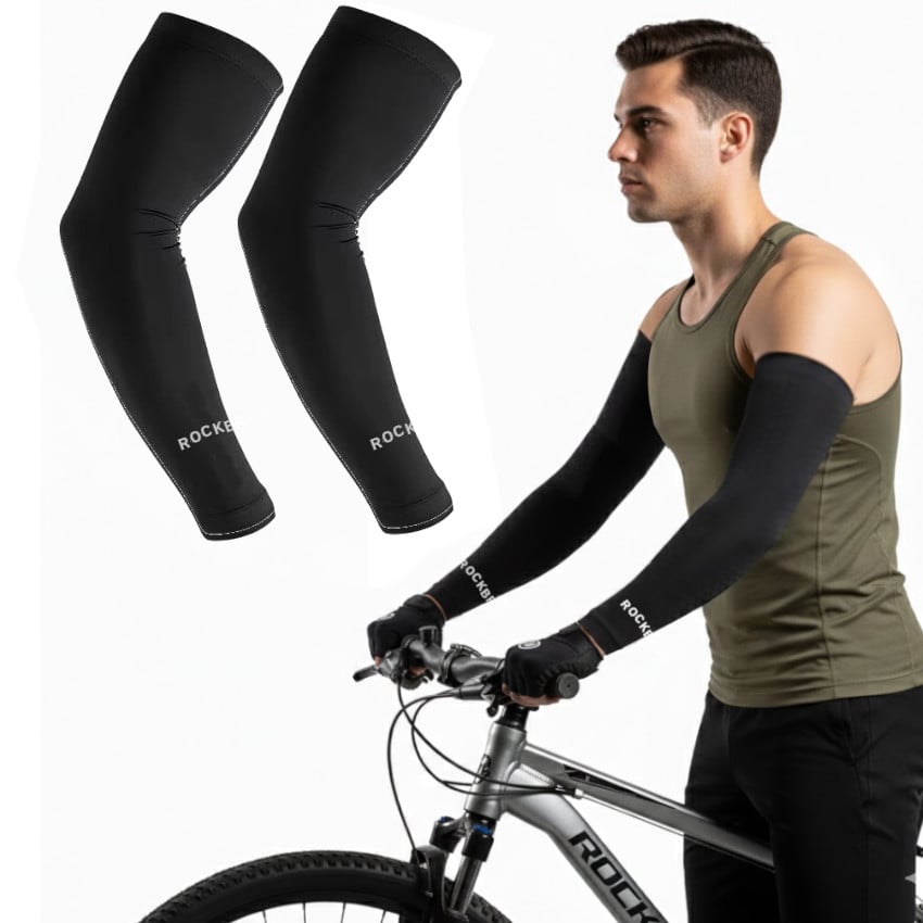 MANGA DEPORTIVA BRAZO HOMBRE NEGRAS UV MOTO CICLISMO VOLEY ROCKBROS® - 1