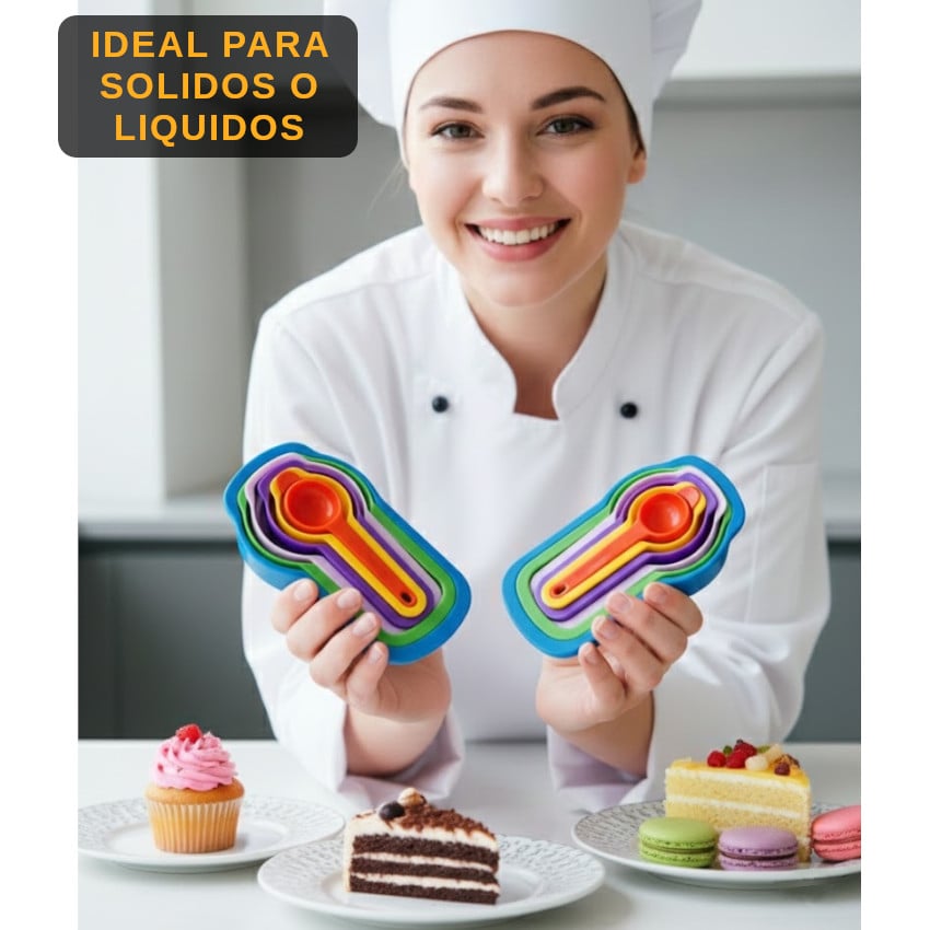 SET 6 CUCHARAS MEDIDORAS 7GR HASTA 250GR REPOSTERIA COCINA RECETAS PERFECTAS - 3