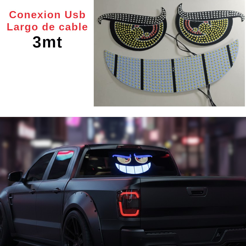 LETRERO LED 3 PCS DEVIL EYES NUEVO MODELO AUTO 10 MODOS ANIMACIÓN - 3