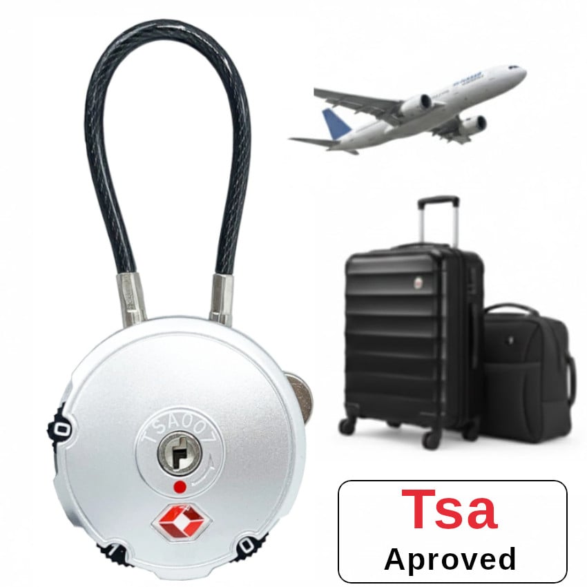 CANDADO TSA SILVER PAD LOK COMBINACION MALETAS TRAVEL CASILLEROS MOCHILAS AEROPUERTOS - 1