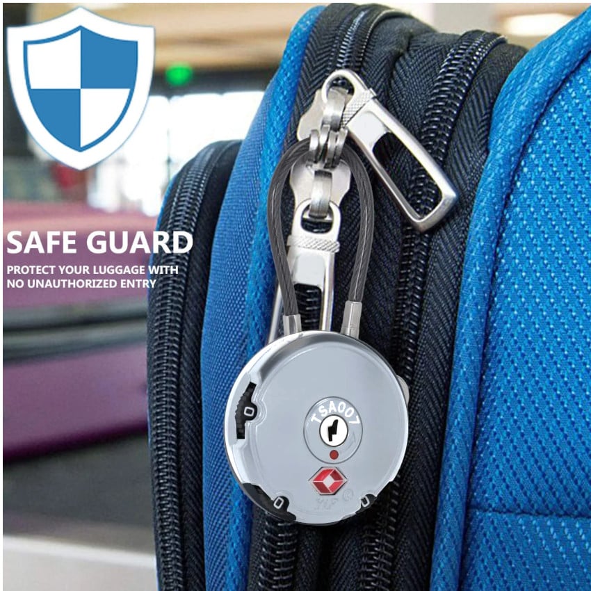 CANDADO TSA SILVER PAD LOK COMBINACION MALETAS TRAVEL CASILLEROS MOCHILAS AEROPUERTOS - 5