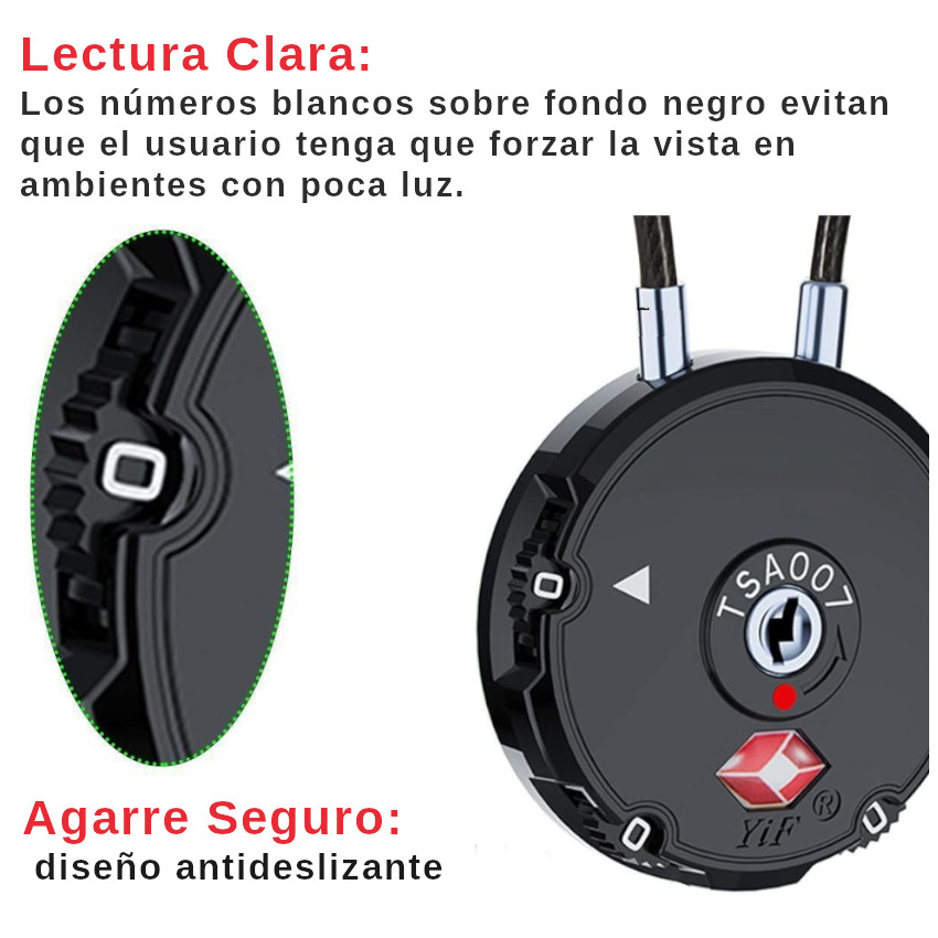 CANDADO TSA SILVER PAD LOK COMBINACION MALETAS TRAVEL CASILLEROS MOCHILAS AEROPUERTOS - 6