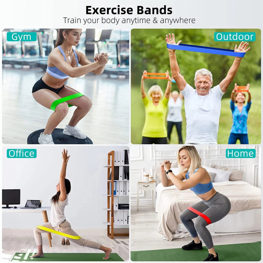 SET 5 BANDAS RESISTENCIA VARIADA ELASTICAS GIMNASIO FITNESS YOGA CASA - 6