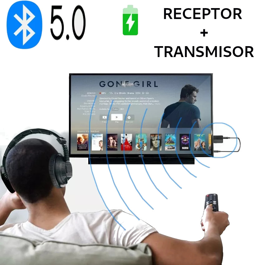 2EN1 RECEPTOR TRANSMISOR RECARGABLE BLUETOOTH 5.0 CELL PC - 1