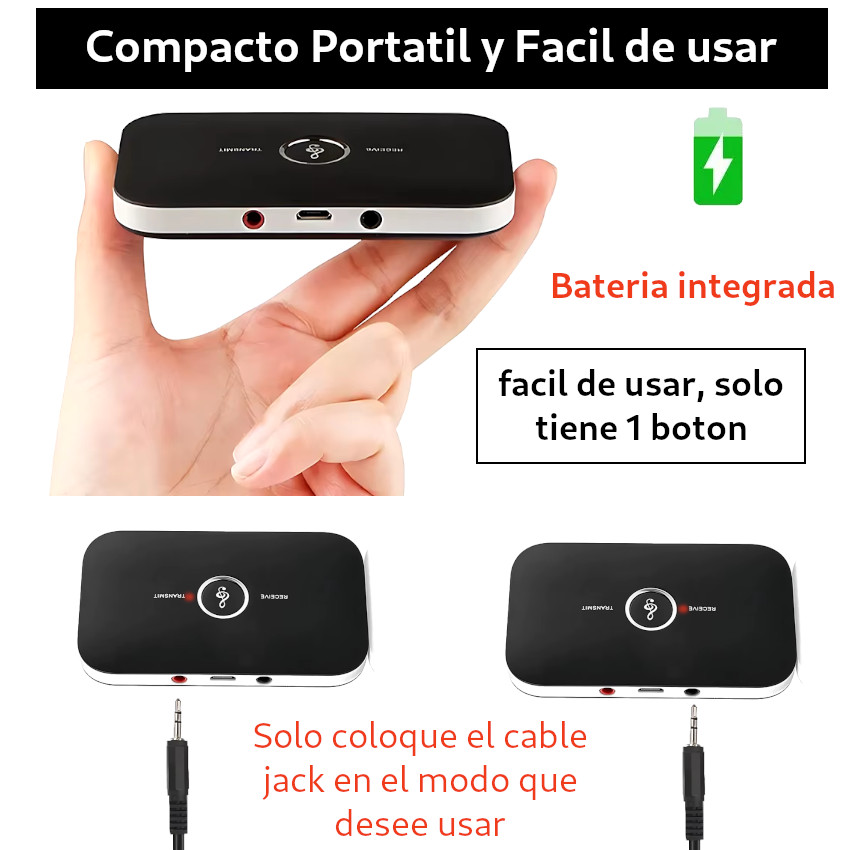 2EN1 RECEPTOR TRANSMISOR RECARGABLE BLUETOOTH 5.0 CELL PC - 4