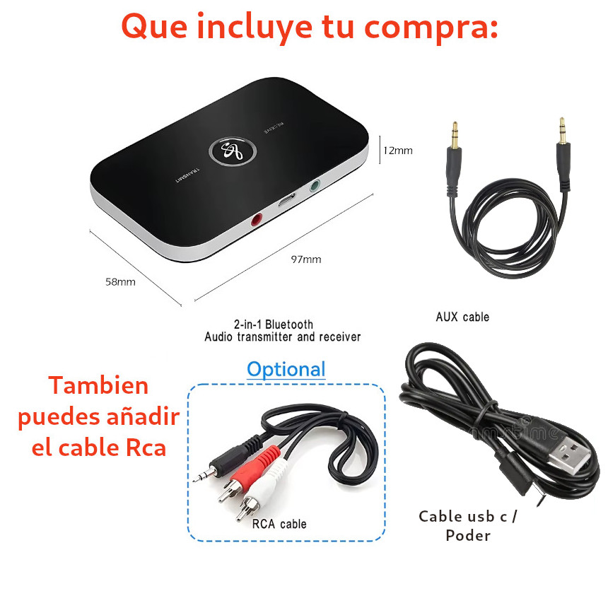 2EN1 RECEPTOR TRANSMISOR RECARGABLE BLUETOOTH 5.0 CELL PC - 5