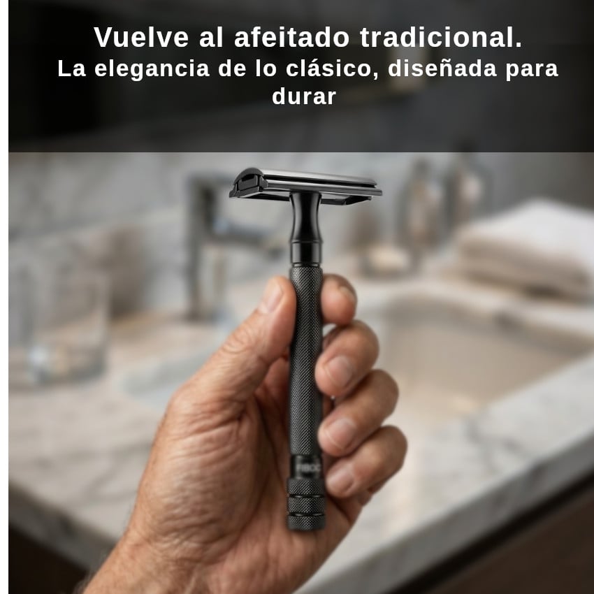 CLASIC RAZOR METAL ALEACION NEGRO + HOJILLAS GILLETTE - 4
