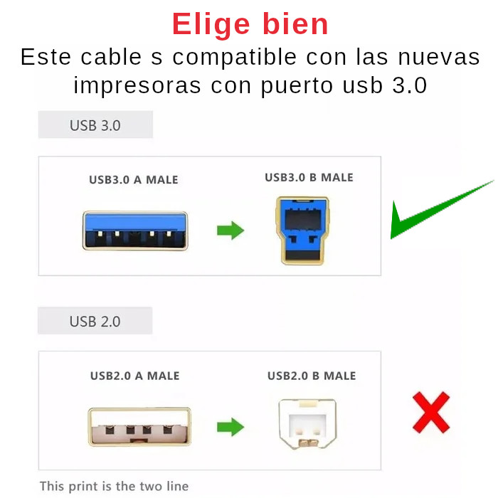 CABLE IMPRESORA USB 3.0 AZUL HP 6701DN EPSON T2170 F570 XEROX - 3