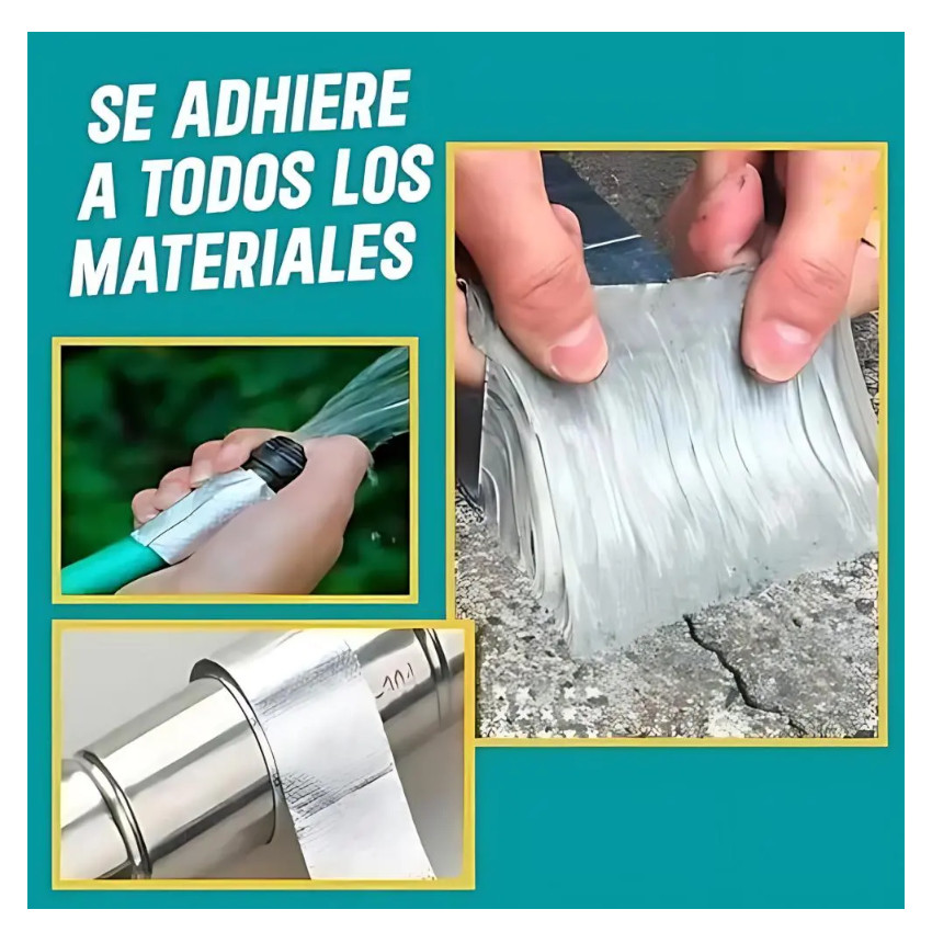 PACK X 3 /CINTA IMPERMEABLE BUTILO WATERPROOF X 5METROS REPARACION GRIETAS SELLADOR FÁCIL USO DURABLE / - 2