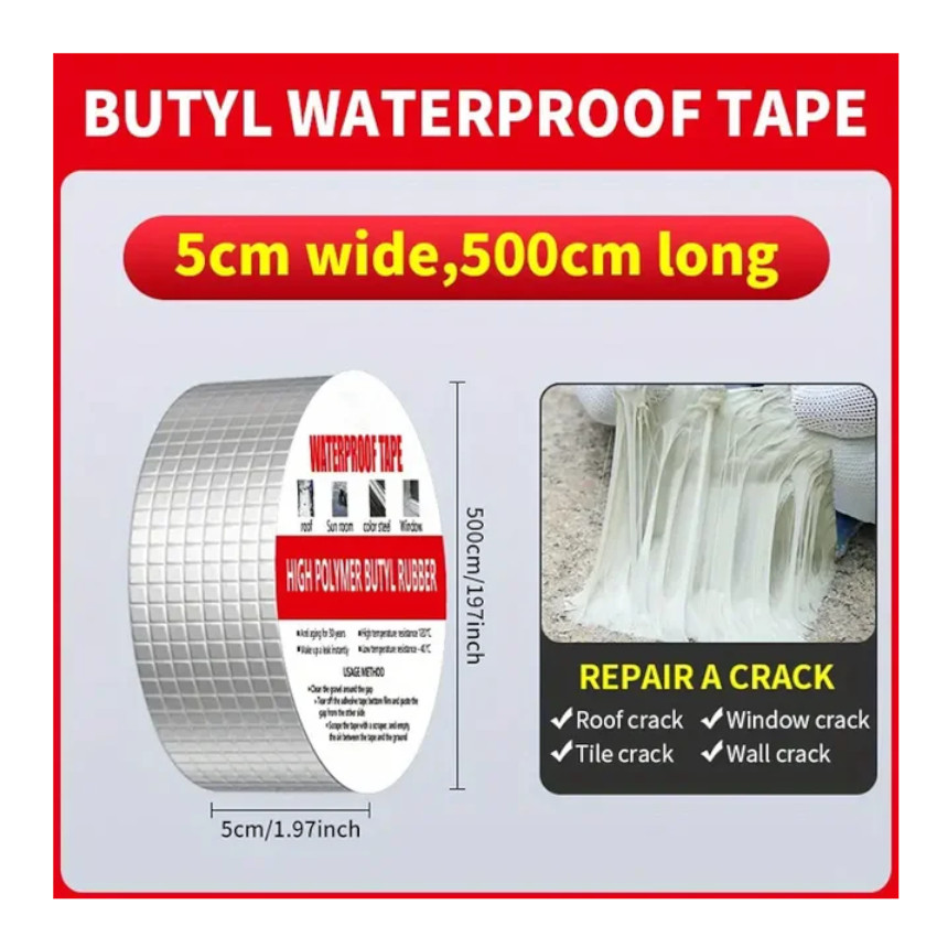 PACK X 3 /CINTA IMPERMEABLE BUTILO WATERPROOF X 5METROS REPARACION GRIETAS SELLADOR FÁCIL USO DURABLE / - 5