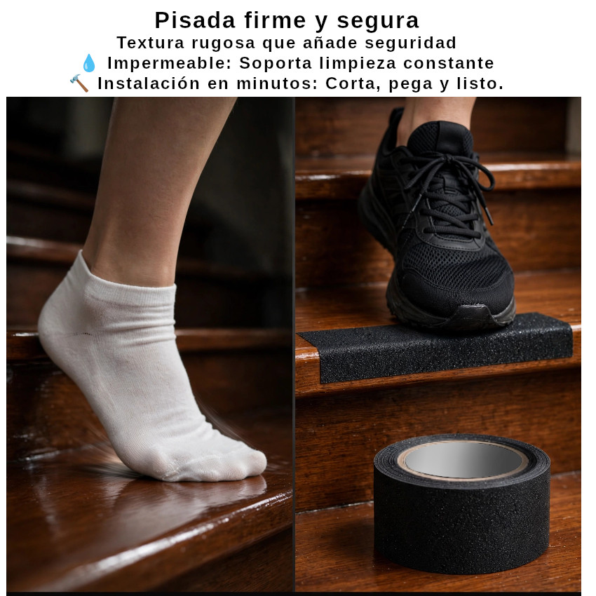 ROLLO CINTA ANTIDESLIZANTE SEGURIDAD AUTOADHESIVA 5CM X 5M HOGAR ESCALERA BAÑO INTERIOR EXTERIOR - 2