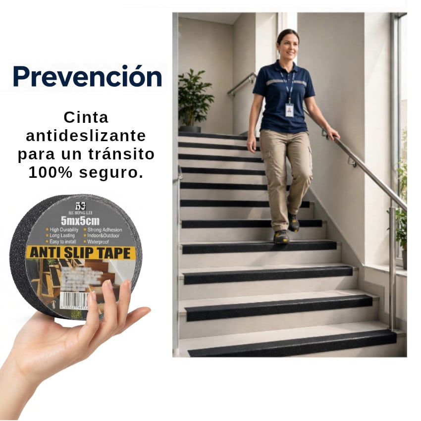 ROLLO CINTA ANTIDESLIZANTE SEGURIDAD AUTOADHESIVA 5CM X 5M HOGAR ESCALERA BAÑO INTERIOR EXTERIOR - 3