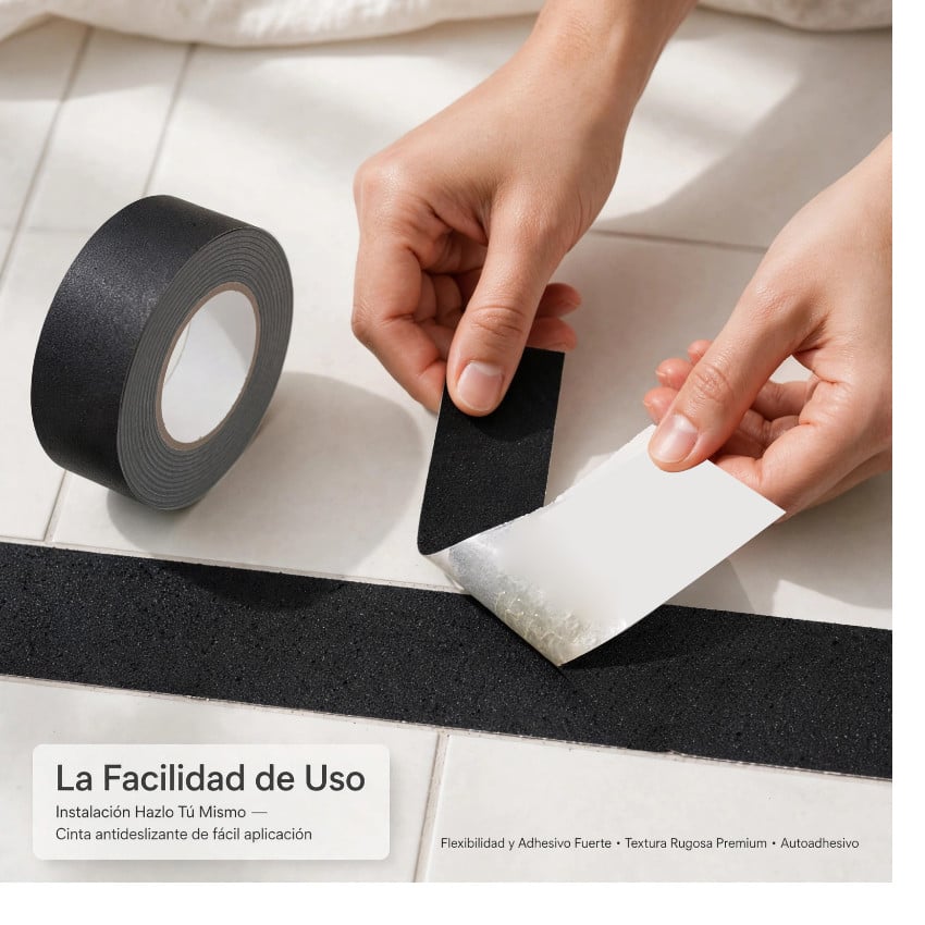 ROLLO CINTA ANTIDESLIZANTE SEGURIDAD AUTOADHESIVA 5CM X 5M HOGAR ESCALERA BAÑO INTERIOR EXTERIOR - 4