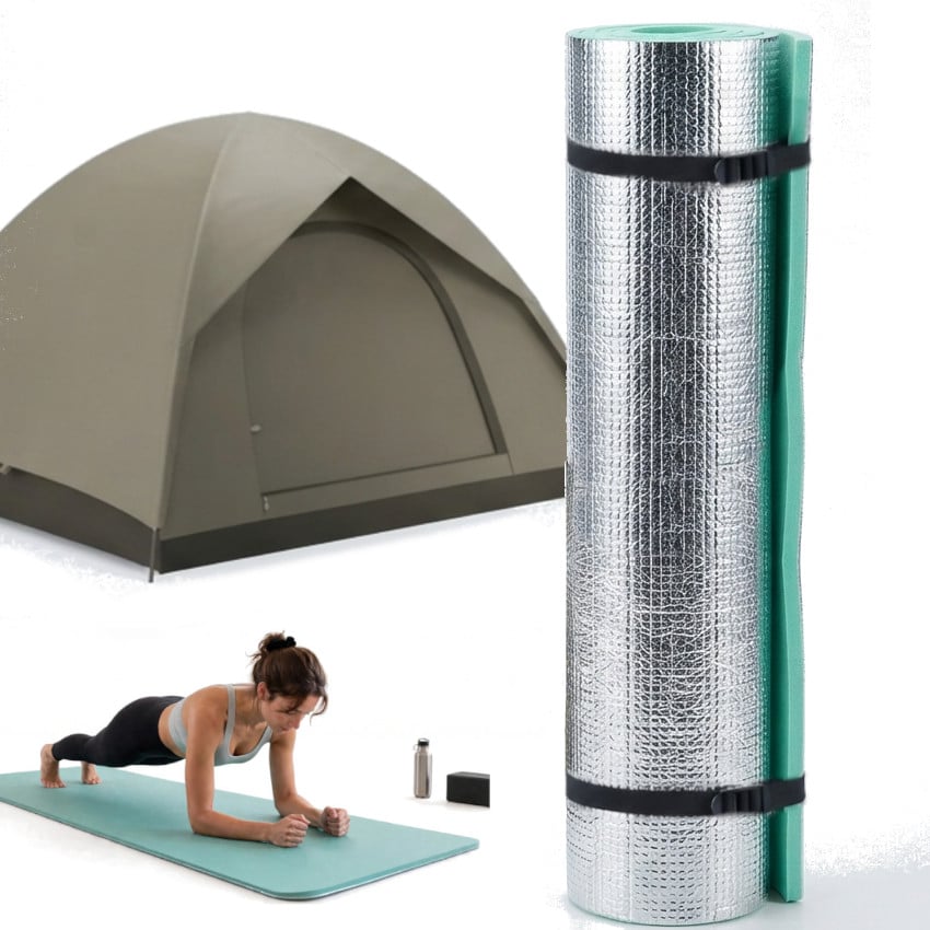 COLCHONETA MAT 2EN1 YOGA EJERCICIO CAMPING TÉRMICA CAPA ALUMINIO AISLANTE - 1