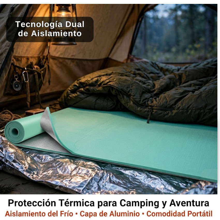 COLCHONETA MAT 2EN1 YOGA EJERCICIO CAMPING TÉRMICA CAPA ALUMINIO AISLANTE - 5