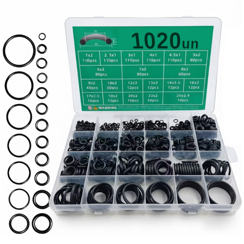 KIT 1020 PIEZAS O RINGS EMPAQUETADURAS NITRILO ANILLOS SELLADO AUTO LAVADORA GASFITERIA+ ESTUCHE 20 DIAMETROS - 1