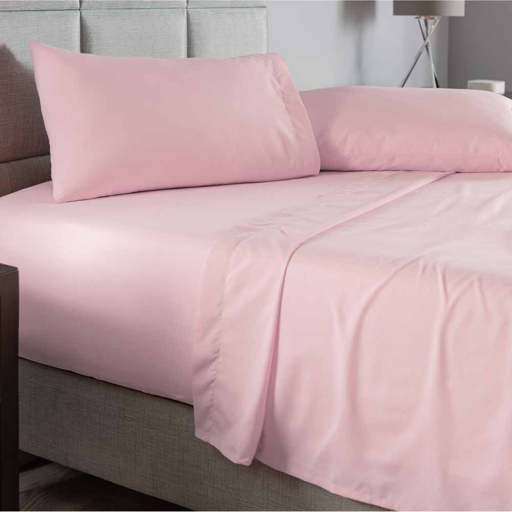 SET SÁBANAS ALGODÓN PIMA PLAZA ROSADO 300 HILOS - 1