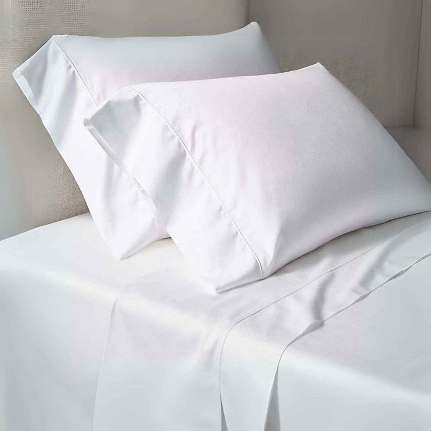 SET SÁBANAS ALGODÓN PIMA FULL BLANCO 600 HILOS - 1