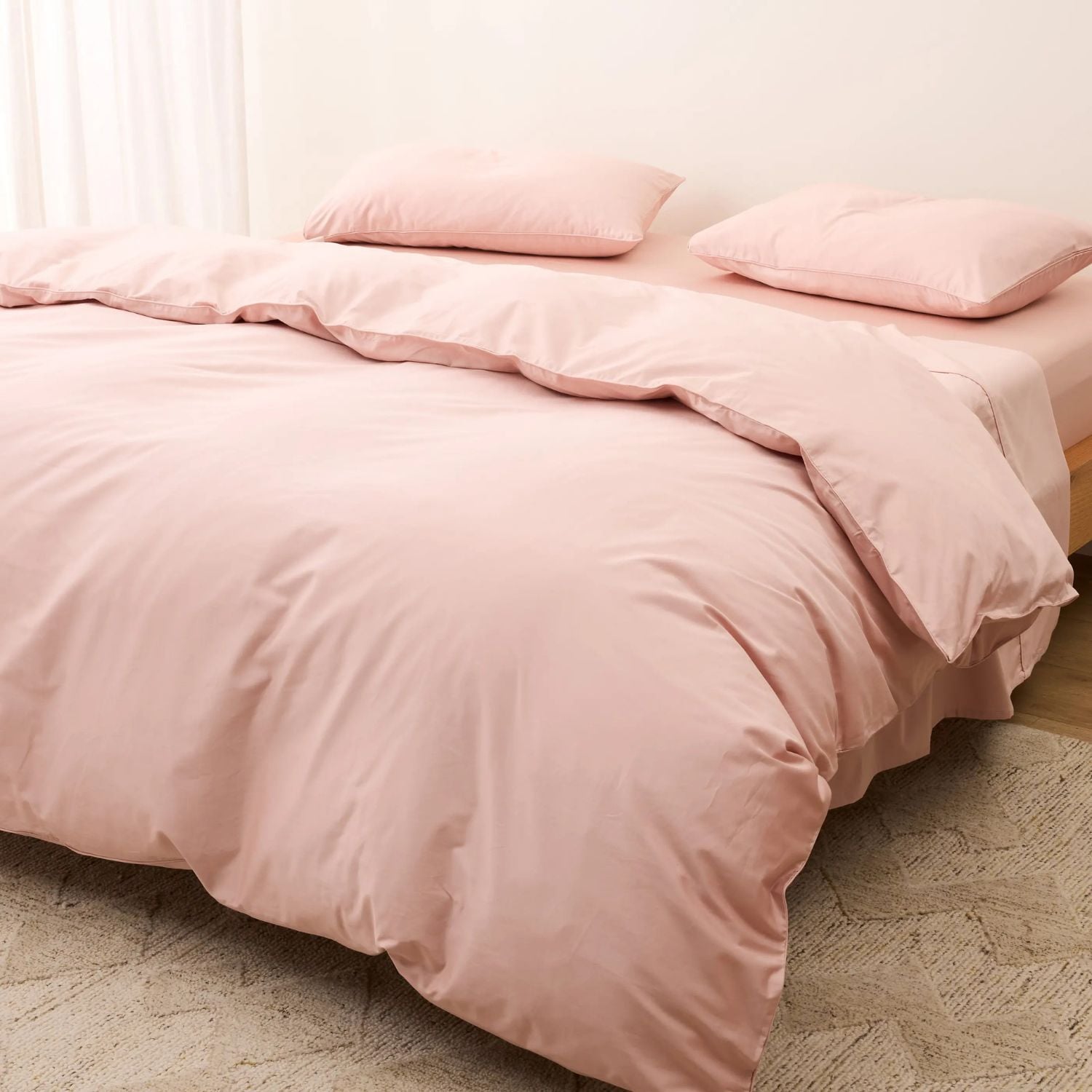 FUNDA PLUMÓN ALGODÓN BRAMANTE 2 PLZ ROSADO 200 HILOS - 1