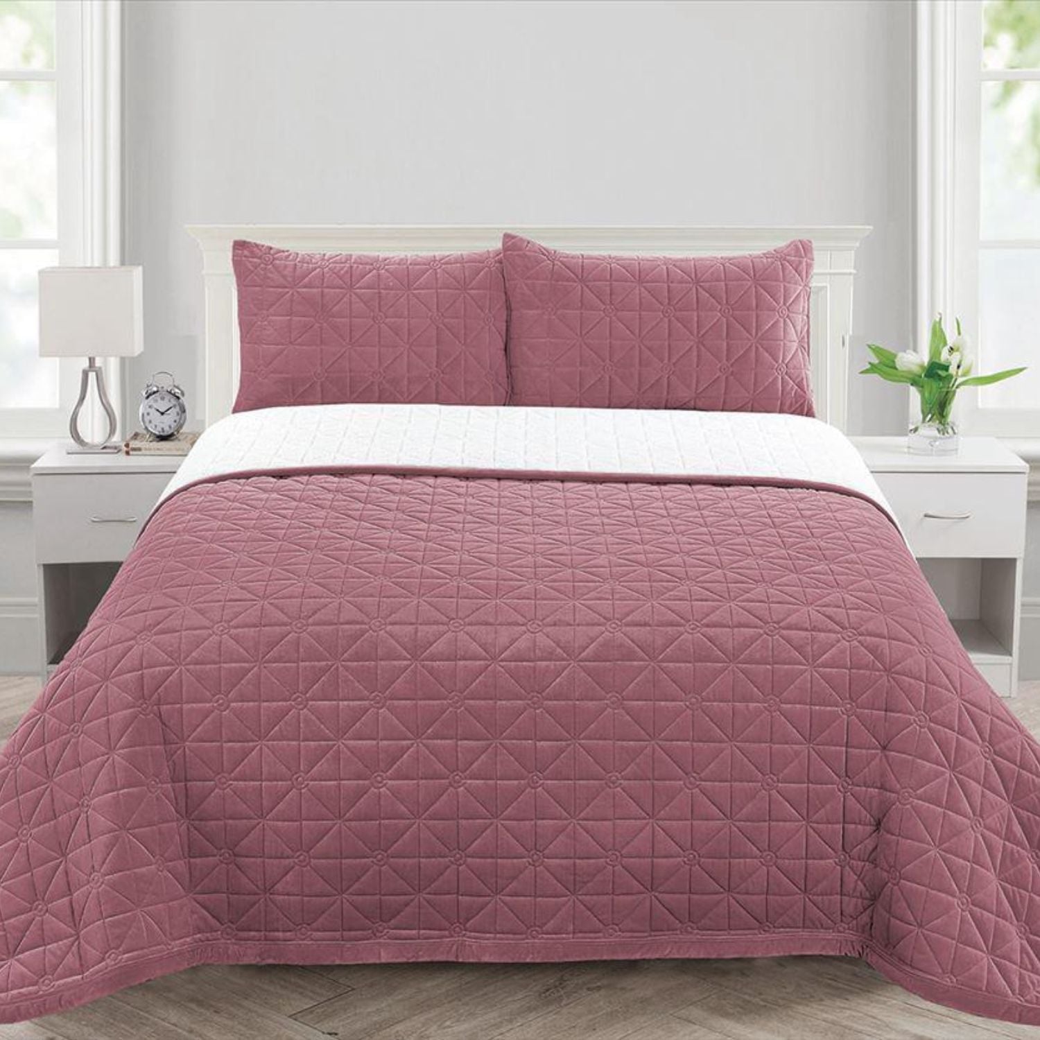 SET CUBRECAMA CARNERO PIEL ANGEL 1.5 PLZ PALO ROSA - 1