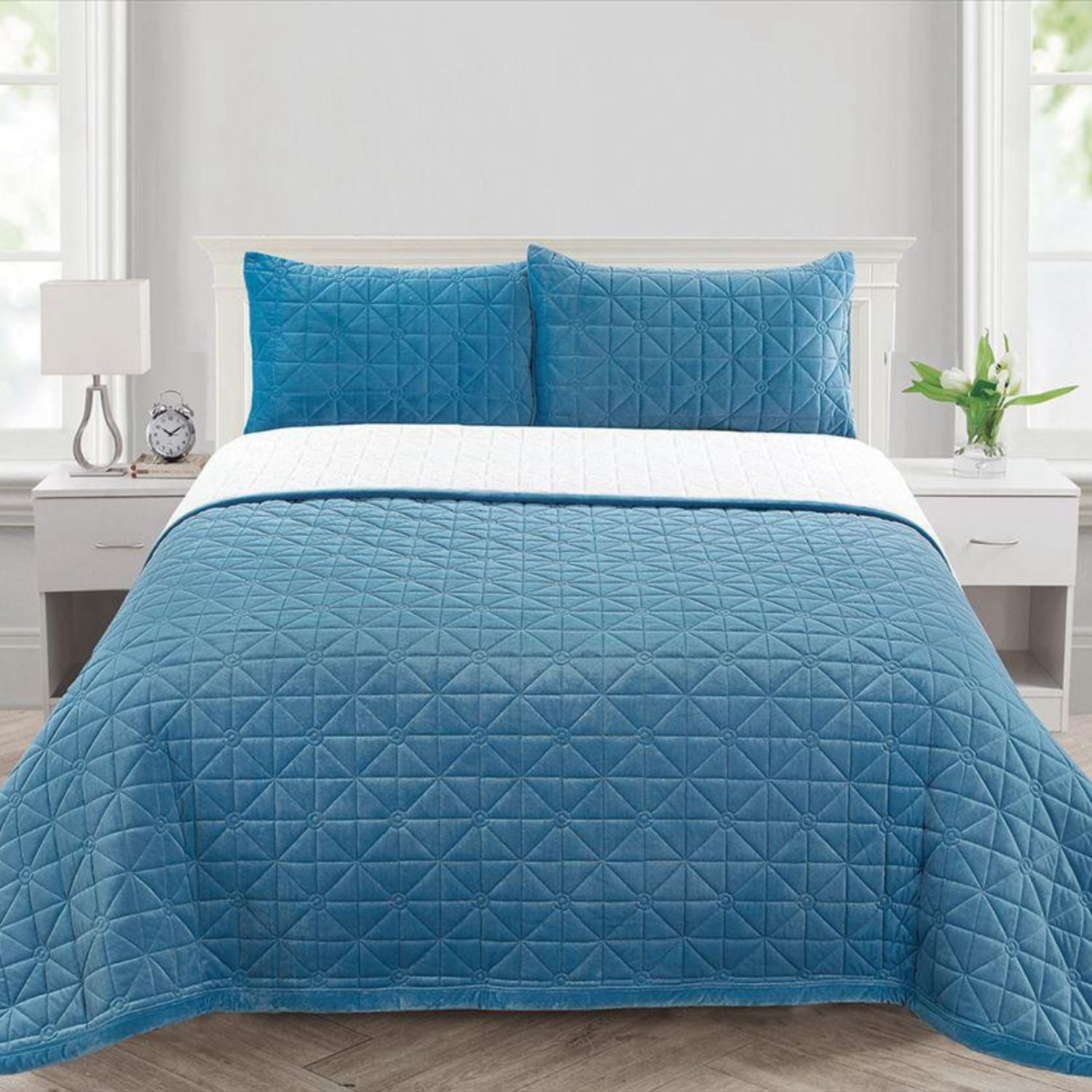 SET CUBRECAMA CARNERO PIEL ANGEL 1.5 PLZ TURQUESA - 1
