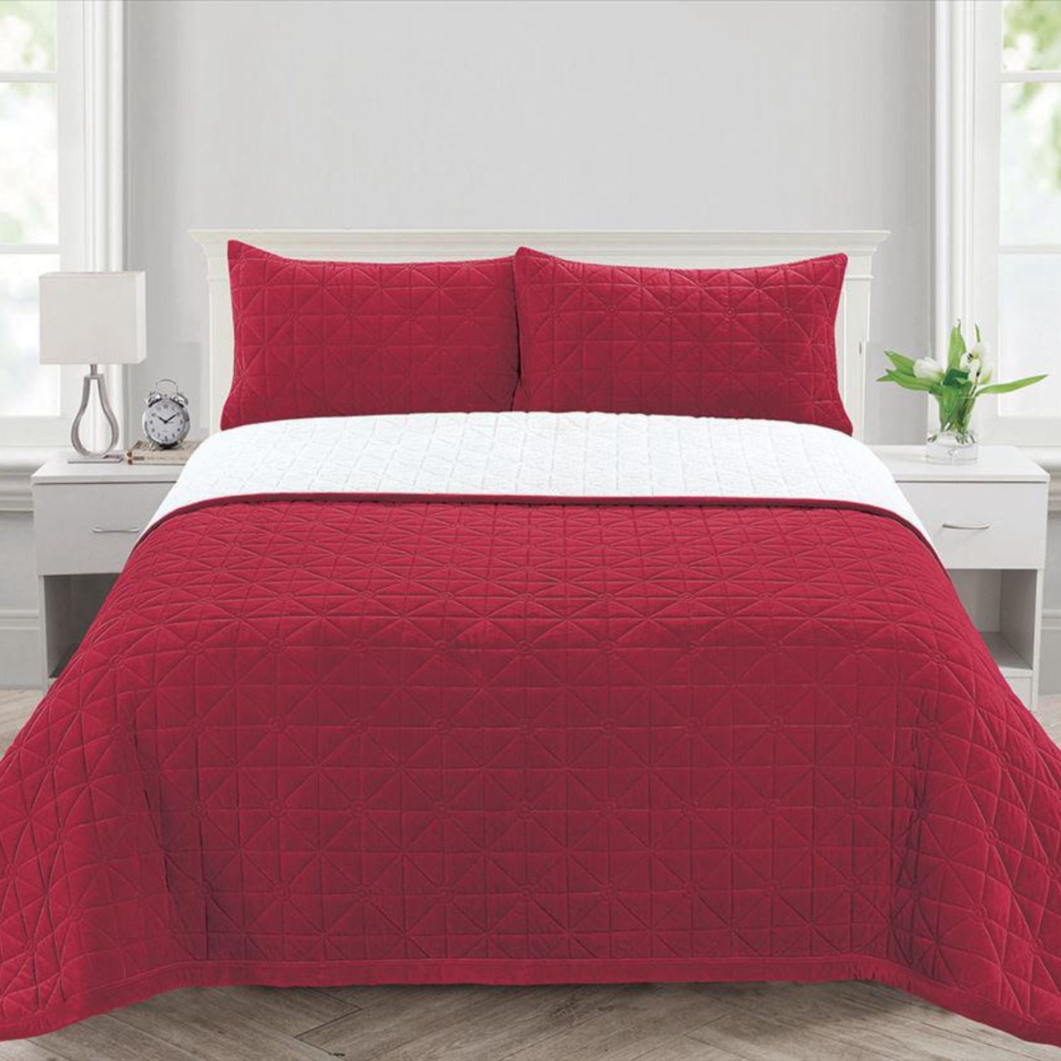 SET CUBRECAMA CARNERO PIEL ANGEL 1.5 PLZ ROJO - 1