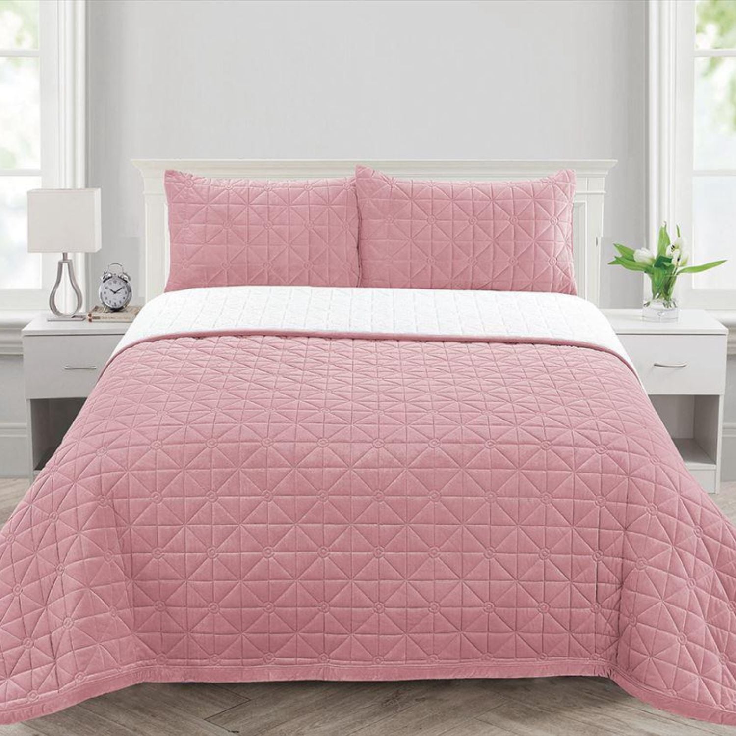 SET CUBRECAMA CARNERO PIEL ANGEL 1.5 PLZ ROSADO - 1