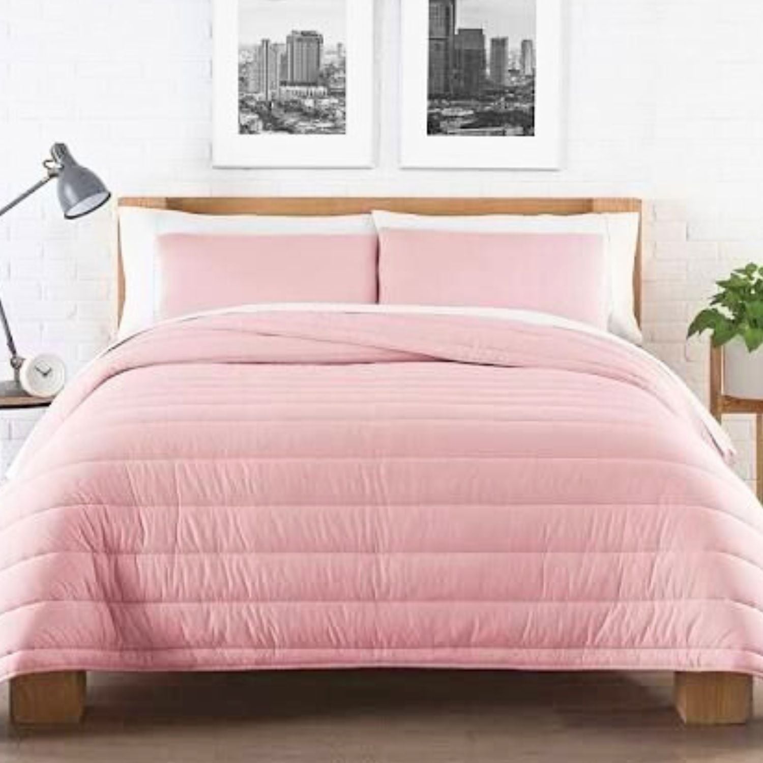 CUBRECAMA PIMA 300 HILOS QUEEN ROSADO - 1