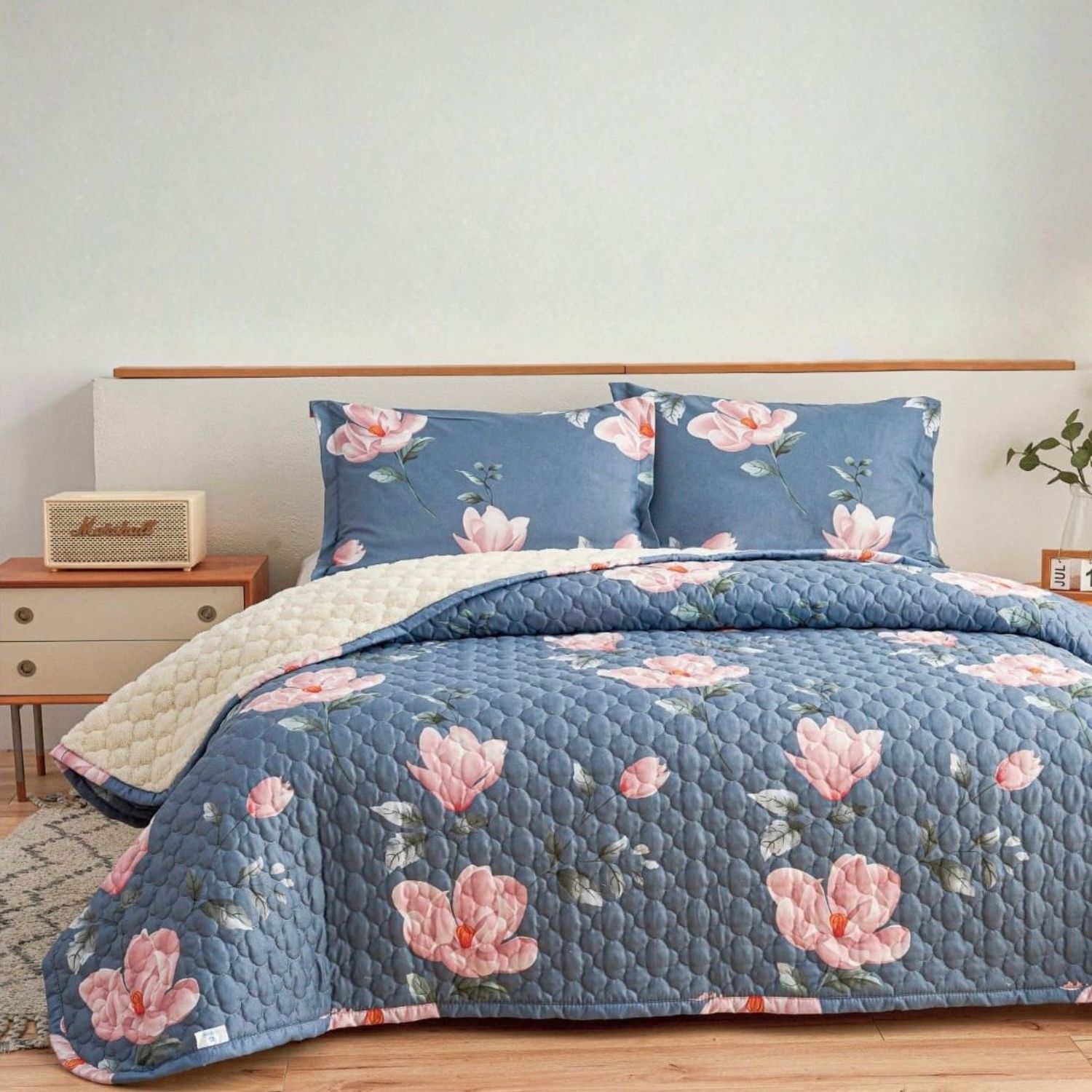 SET CUBRECAMA SHERPA ALGODÓN QUEEN - 1