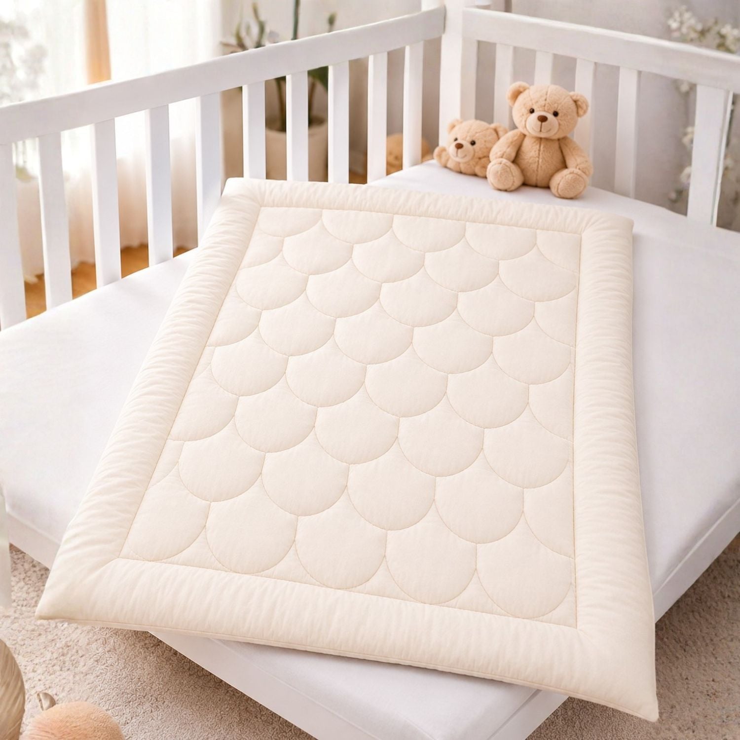 COBERTOR CUNA PIMA CREMA 300 HILOS - 1