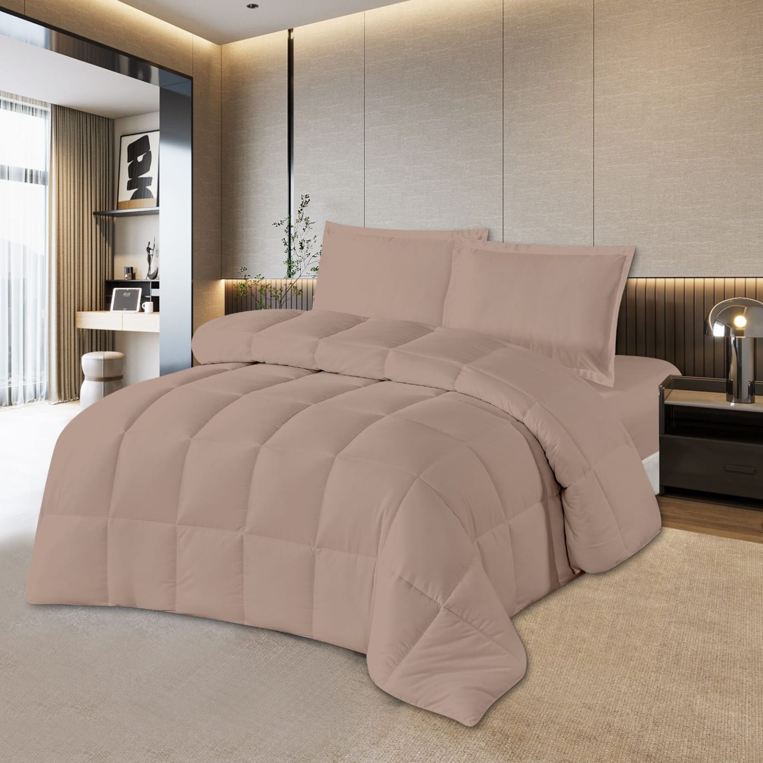 SET EDREDÓN 100 % ALGODÓN BEIGE 2 PLZ - 1