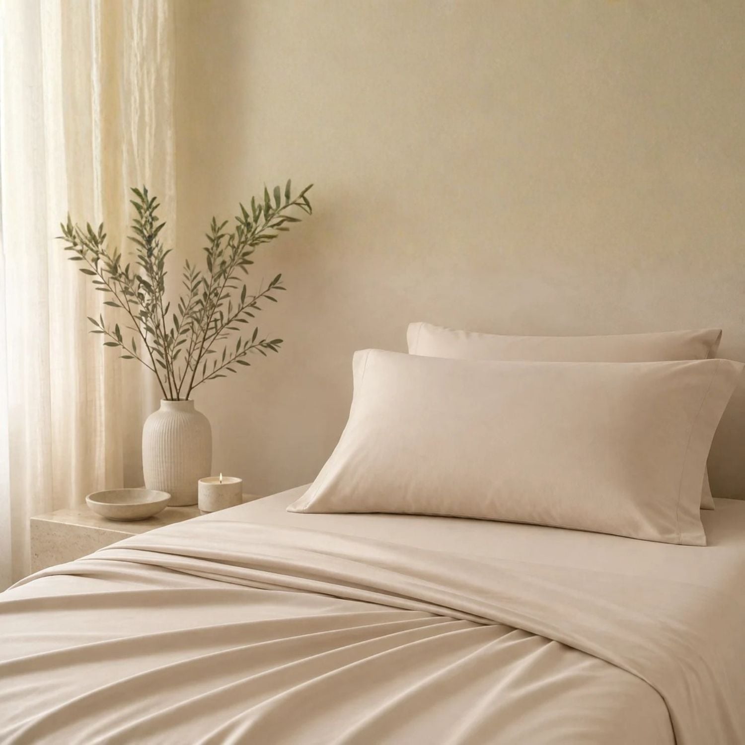 SÁBANAS BAMBÚ 300 HILOS KING BEIGE - 1