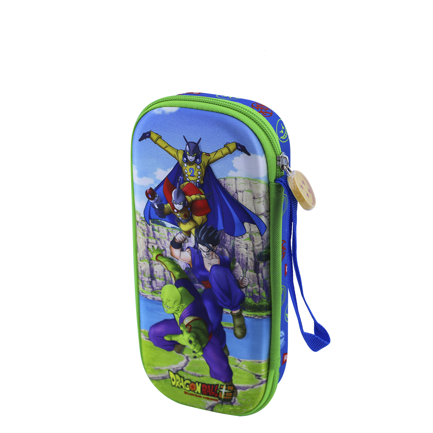 SET MOCHILA SCOOL DRAGON BALL OFICIO MALETA ESCALADORA RUEDAS FULL 3 PIEZAS VERDE CLARO - 5