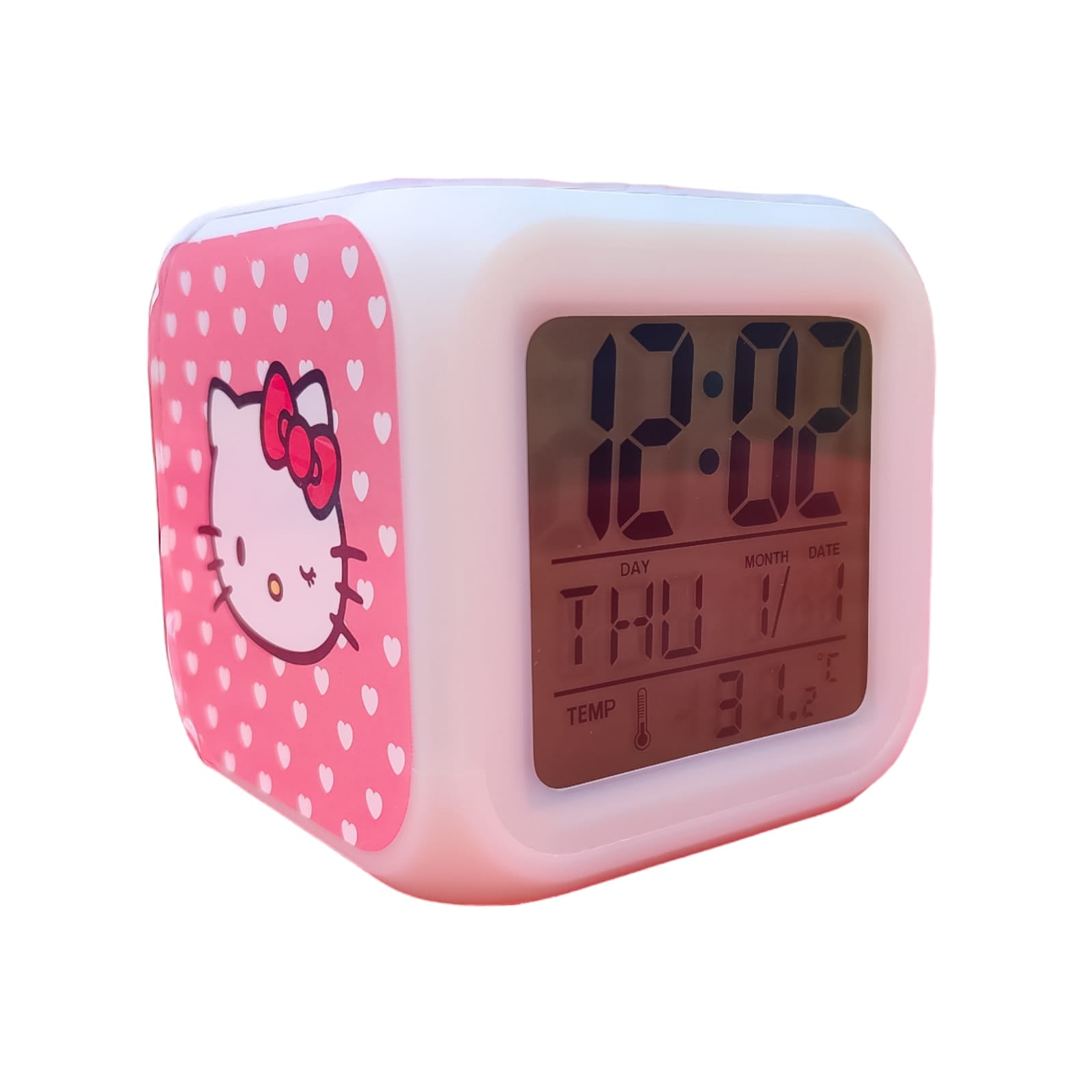 RELOJ DESPERTADOR HELLO KITTY DIGITAL ALARMA FECHA SEMANA TEMPERATURA - 2