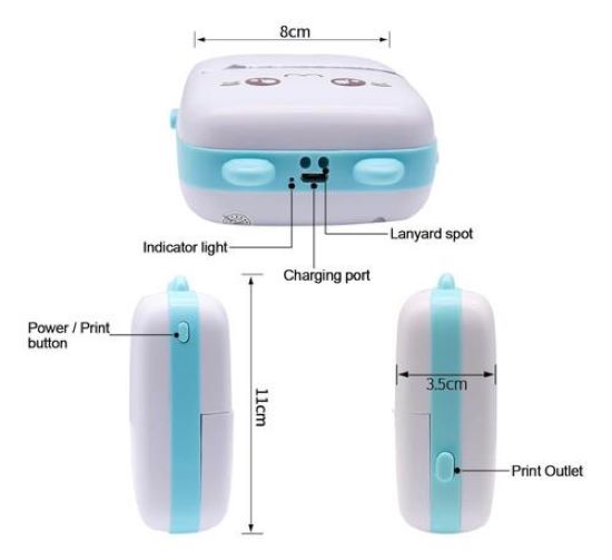 MINI IMPRESORA PORTATIL TERMICO KAWAI BLUETOOTH Y CABLE USB RECARGABLE CON PAPEL TERMICO MINI IMPRESORA DE ETIQUETAS - 3
