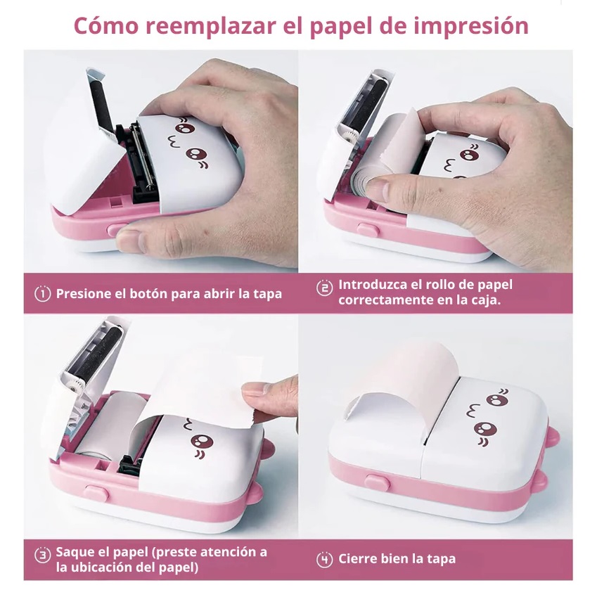 MINI IMPRESORA PORTATIL TERMICO KAWAI BLUETOOTH Y CABLE USB RECARGABLE CON PAPEL TERMICO MINI IMPRESORA DE ETIQUETAS - 2
