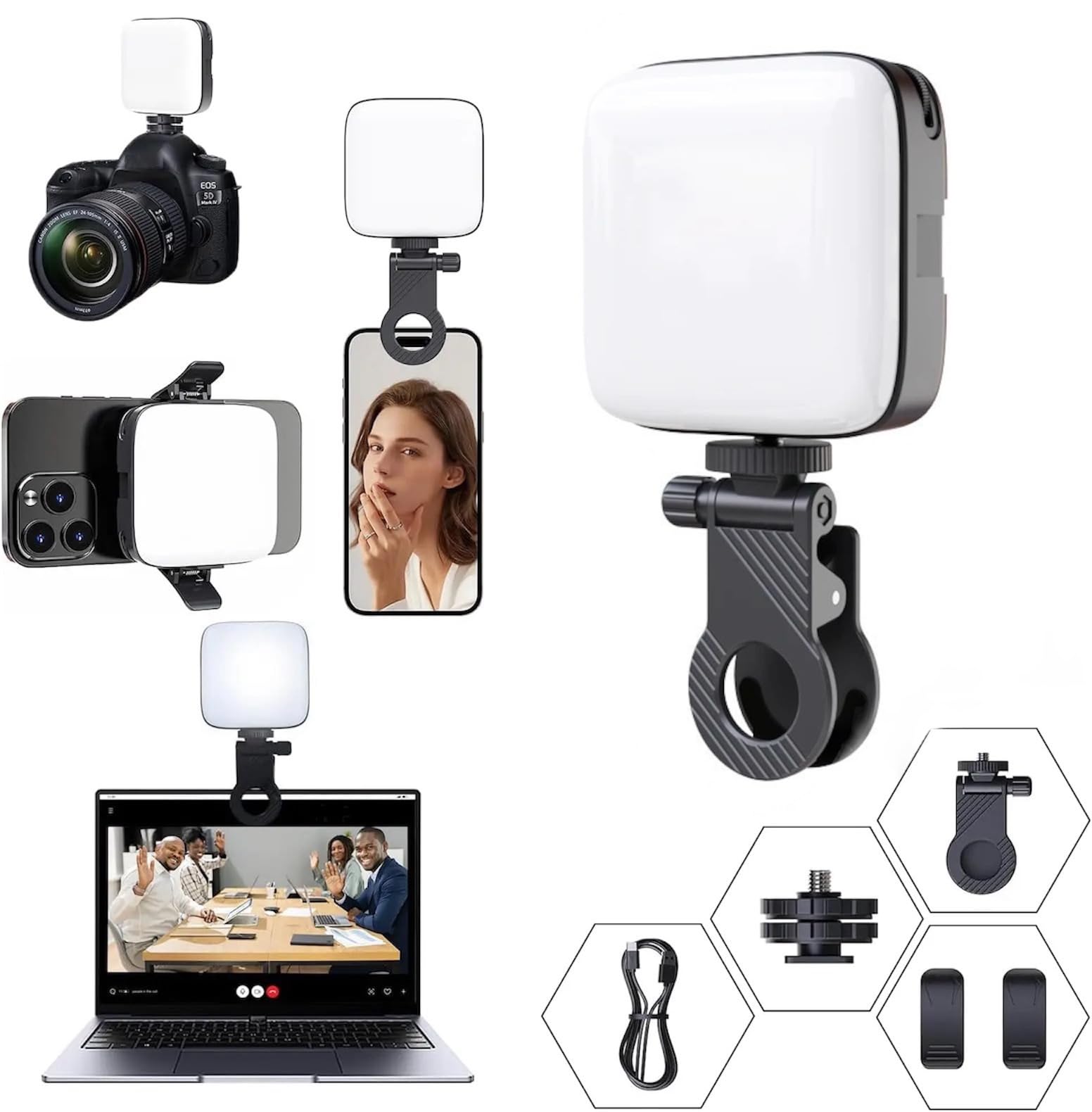 LUZ LED SELFIE CUADRADO PARA CELULAR MINI LUZ MULTIFUNCIONAL - 1