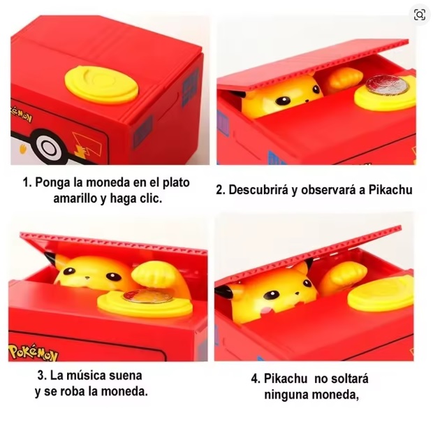 ALCANCIA PIKACHU POKEMON ELECTRONICA CAJA DE DINERO - 3