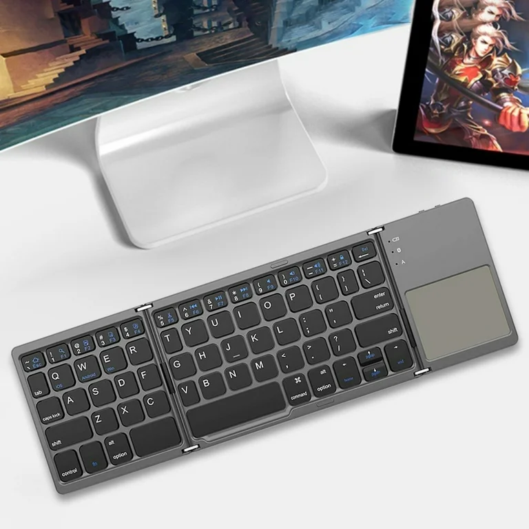 TECLADO MINI PLEGABLE TOUCHPAD RATON ANDROID IOS TABLET PC BLUETOOTH - 2