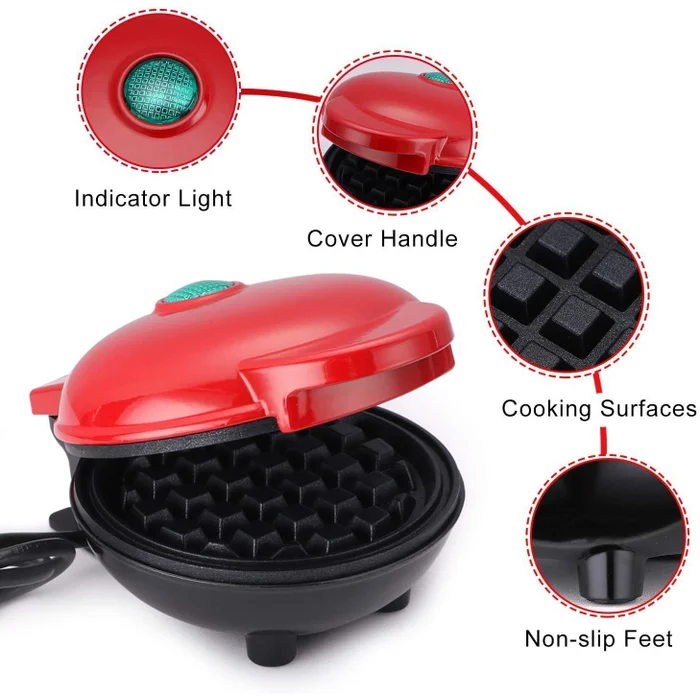 WAFLERA MINI TOSTADORA SANDWICHERA ELECTRICA ANTIADHERENTE MULTIFUNCIONAL - 4