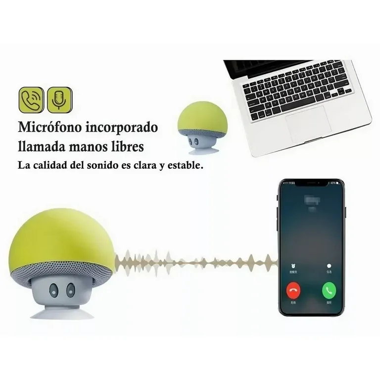 PARLANTE BLUETOOTH MINI PORTATIL CON MICROFONO HONGUITO CON CHUPON - 5