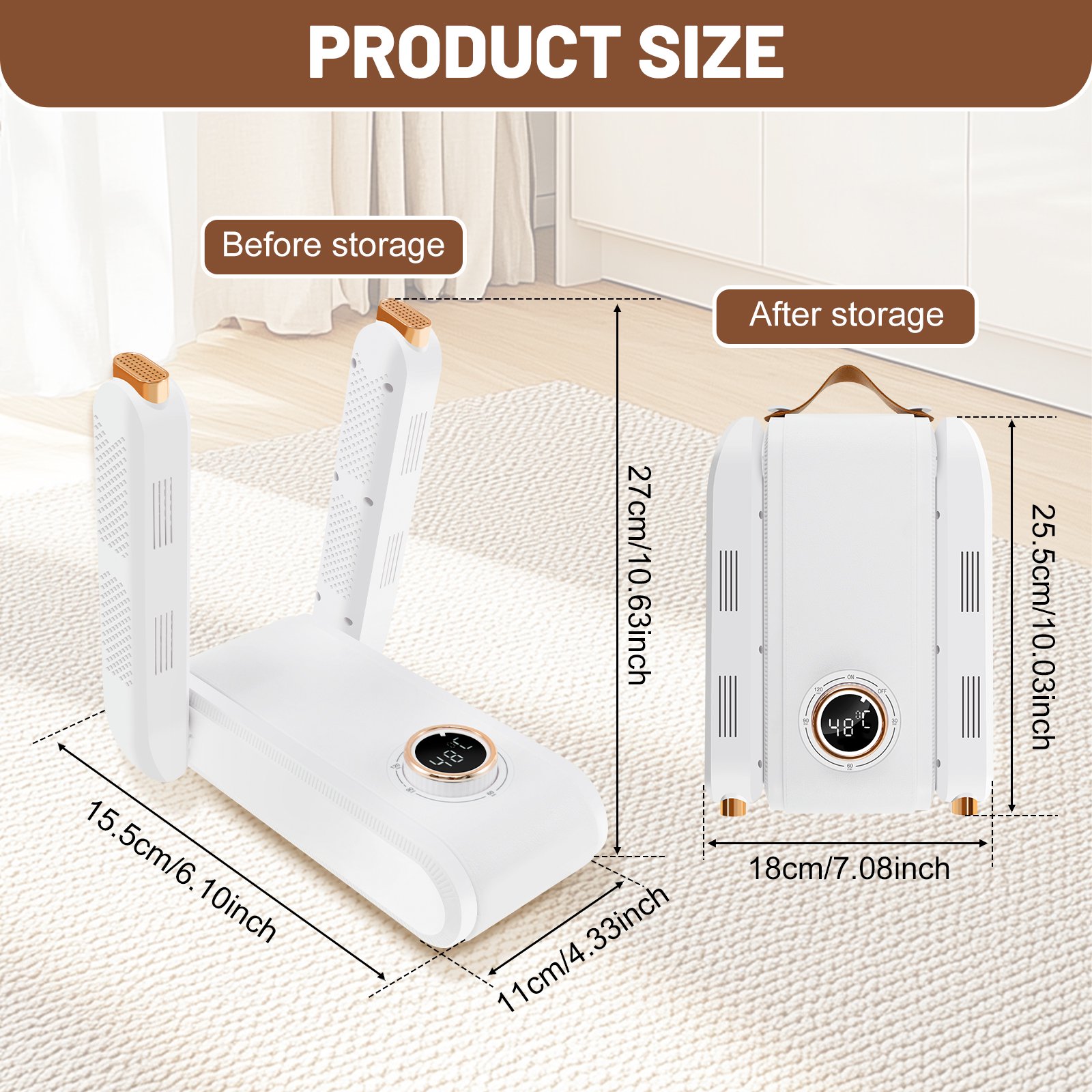 SECADOR ZAPATOS ZAPATILLAS ELÉCTRICO PLEGABLE ANTIHUMEDAD Y ANTIBACTERIAS - 8