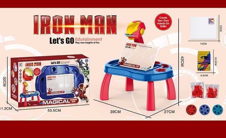 ESCRITORIO MESA PROYECTOR PIZARRA MAGICA IRON MAN 2 AÑOS A + - 8