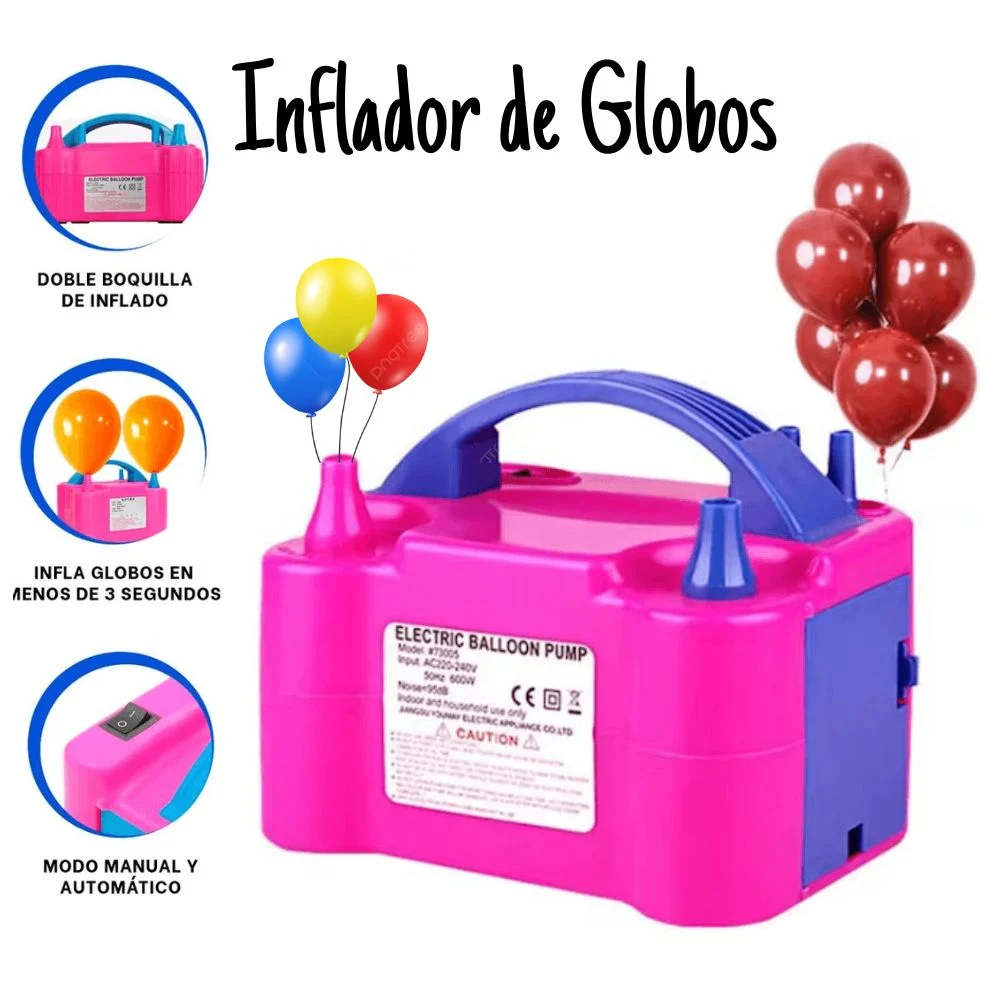 INFLADOR DE GLOBOS ELECTRICO PORTATIL 600W 2 INYECTORES - 1