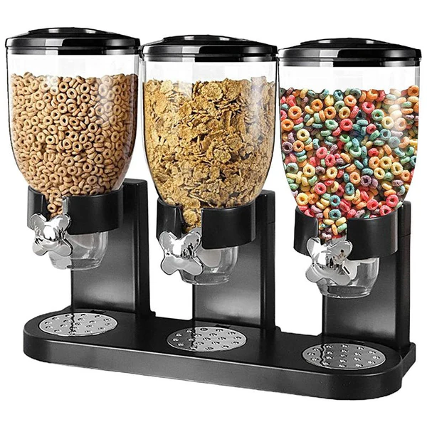 DISPENSADOR ORGANIZADOR DE COCINA TRIPLE DE CEREALES Y GRANOS - 1